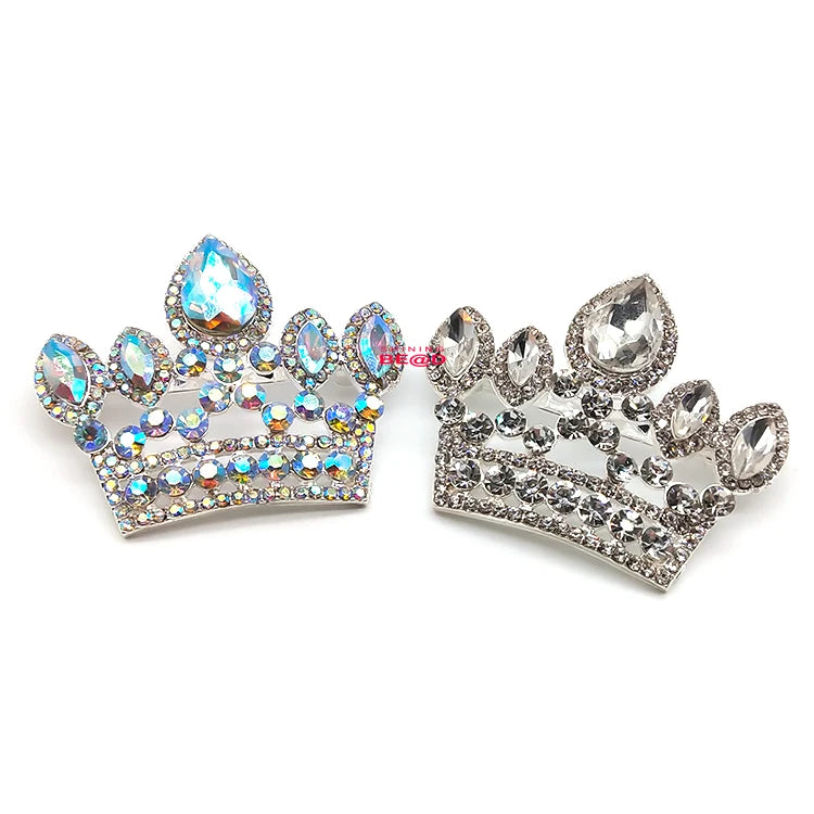 2026 Fashion Jewelry Design Crown Shape Metal Alloy Silver Plated Crystal Rhinestone Lapel Pin for Other Clothing Accessories