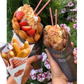 Custom Printed Churros Packaging Ice Cream Cone Paper Bubble Waffle Holders Take Away Churros Paper Holder With Sauce Container