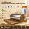 UET Big Building Project Heat Insulation Material R1.3 Aluminum Foil Veneer Sarking Eco Brown Glass Wool Blanket 50mm