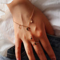 Korean Fashionable Jewelry Diamond Gold Finger Ring Bracelet Hold Hand Charm Bracelets Women