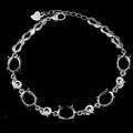 Sterling Silver 7*9mm Semi Mount Bracelet Empty Support Blank Claw Setting S925 Mountain Base Holder Without Stone for Inlay DIY