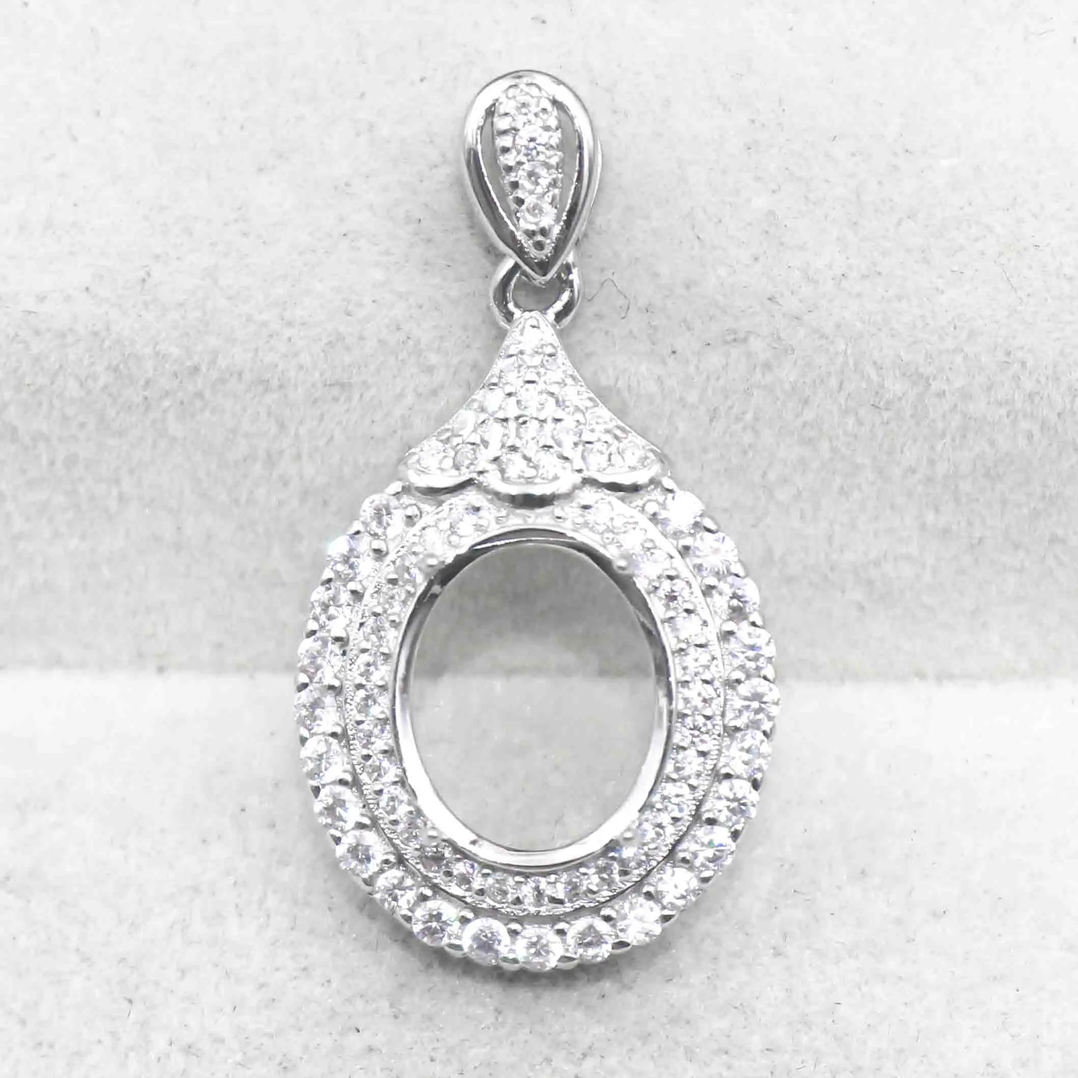 Sterling Silver 9*11mm Semi Mount Pendant Empty Support Blank Claw Setting S925 Mountain Base Without Center Stone for DIY Inlay
