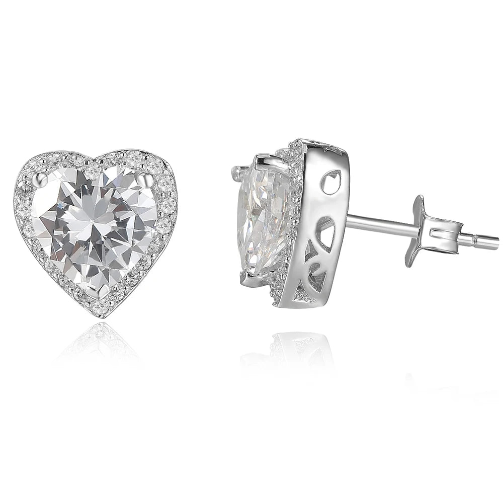 2022 Christmas Women's Trendy Love Heart Jewelry Earrings Set Gold & Rhodium Plated with Zircon Stones for Parties and Gifts