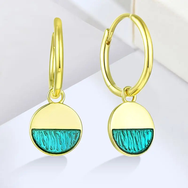 18K Gold Plated Hoop Earrings 925 Sterling Silver Enamel Custom Smart Android RFID CHIP NFC Huggie Earring for Women Jewelry