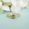 Luxury Vintage Gold Plated 925 Sterling Silver Zircon Green Gemstone Engagement Finger Rings for Women Jewelry