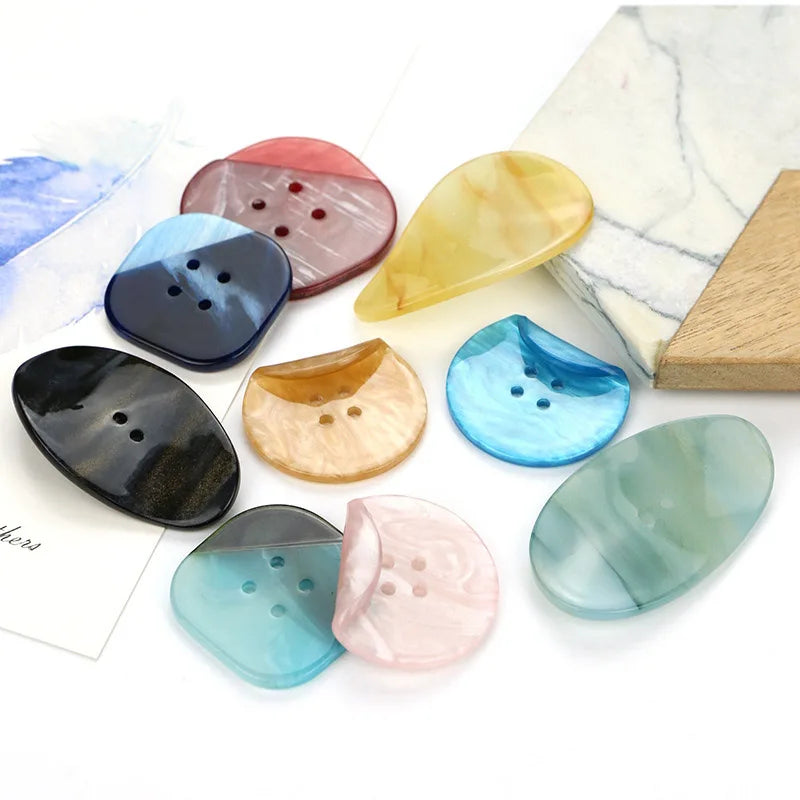 Acetate Irregular Round Curved Edges Four-Eyes Resin Button Women's and Men's Coat Creative Sweater Cardigan Garment Buttons