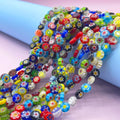 Wholesale Crystal Lampwork Millefiori Stone Beads 4mm-10mm Round/Flat Shapes for DIY Jewelry Making