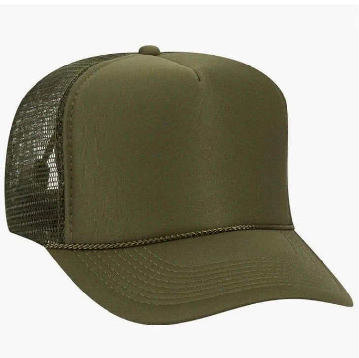Custom High Crown 5-Panel Foam Trucker Hat Sporty Street Style Waterproof Fabric Waterproof Letter Pattern for Business Scene