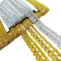 27mm Costume Dress Sewing Textile Trimming Edge Ribbon Diy Clothes Craft Bag Decorative Sequined Knitted Silver Gold Lace Trims