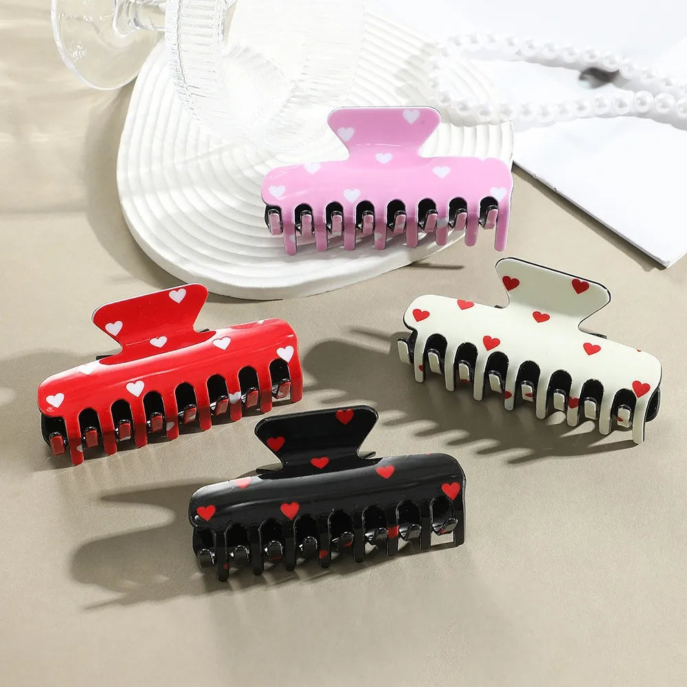 Accessory Women's Fashion Simple Dot Rectangular Printed Pvc Hair Clip for Woman