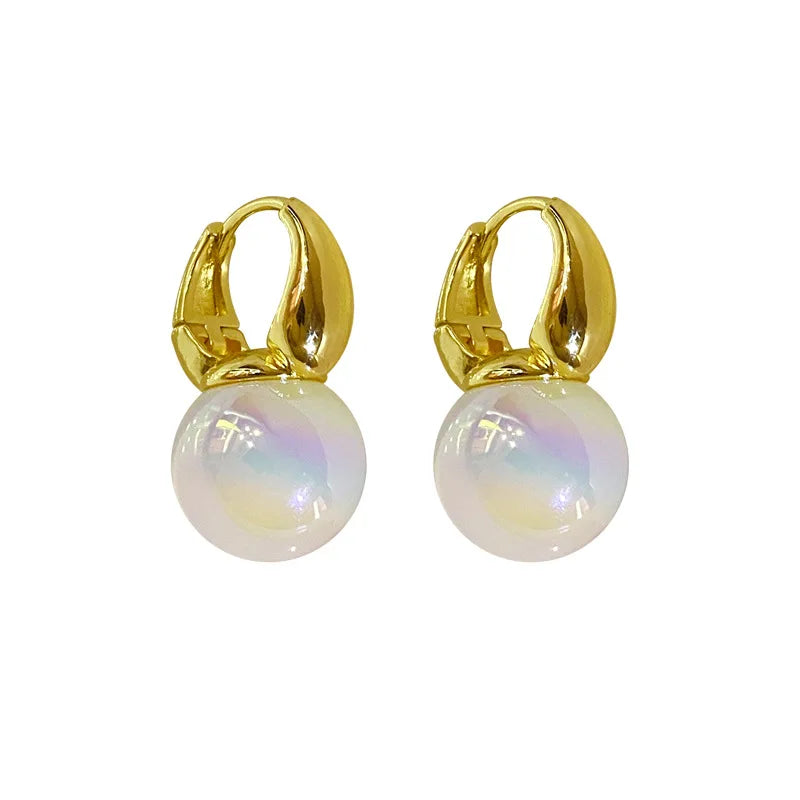 Trendy 14K Gold Plated Freshwater Pearl Huggie Earrings Jewelry Faux Pearl Hoop Earrings Women Jewelry