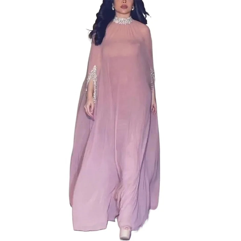 Liu Ming Wholesale Dropshipping Products Women Shawl Beaded Chiffon Prom Evening Long Dress