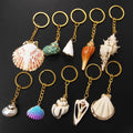 Beautiful Fashion Eco-Friendly Car Keyring Natural Sea Shell Pendant Golden Beach Conch Crafts Woven Metal Accessory Keychain