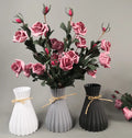 Wholesale Home Decor New Handicraft Flower Arrangement Container Wrinkle Surface Nipped Waist Plastic Vase with Rope