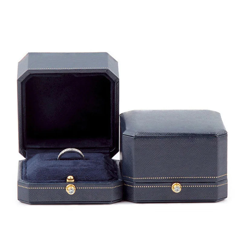 Stock Luxury Blue Paper Ring Box Wedding Gift Jewellery Ring Box