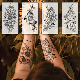 Long Lasting Temporary Silk Printed CE Certified Tattoo Flowers Arm Man Women Water Transfer Rose Tattoo Sticker 10-15 Days