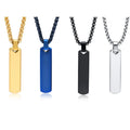 New Unique Simple Design Titanium Stainless Steel Cube Strip Geometry Pendant Necklace Men PN-1676