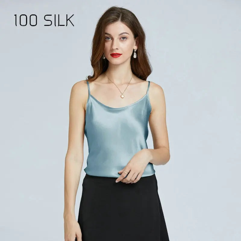 19 Momme Luxury Satin Tank Top Nightgown Multi-Color Knee-Length Elastic Waist Solid Print Summer Sleepwear ODM for Winter