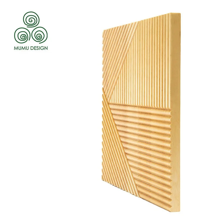 MUMU High Gloss Sculpted Luxury Interior Decorating Fluted Cladding Corner Solid Wood Wall Panel