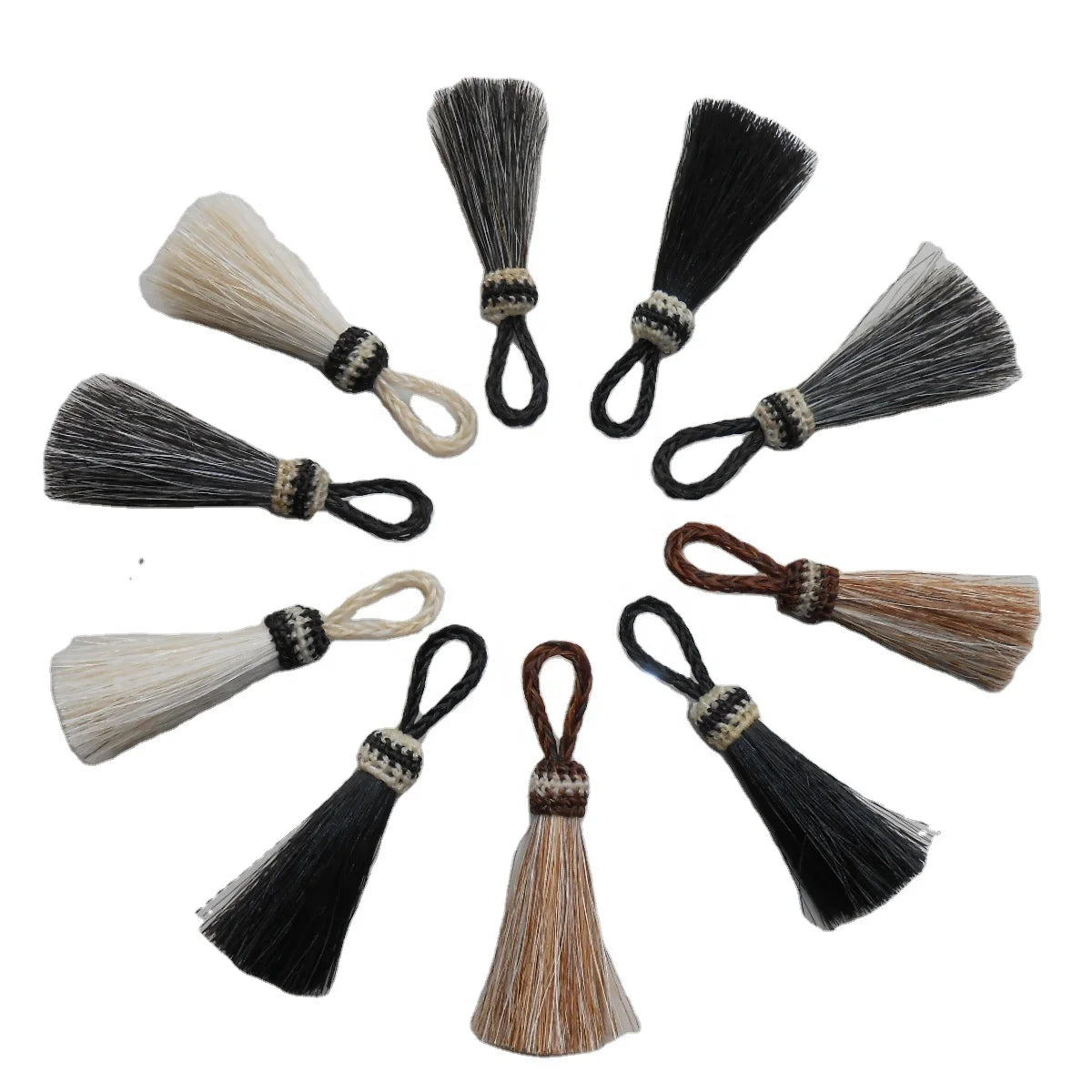 Manufacturer Direct Sales All Natural and Dyed Colors Decorative 2-5" Horse Hair Tassel for Jewelry With Real Horse Tail Hairs