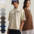 Custom 275G 100% Cotton Boxy Fit Men's T Shirt Palin Short Sleeves T Shirt for Men Printed with Pattern Boxy T-shirt for Men