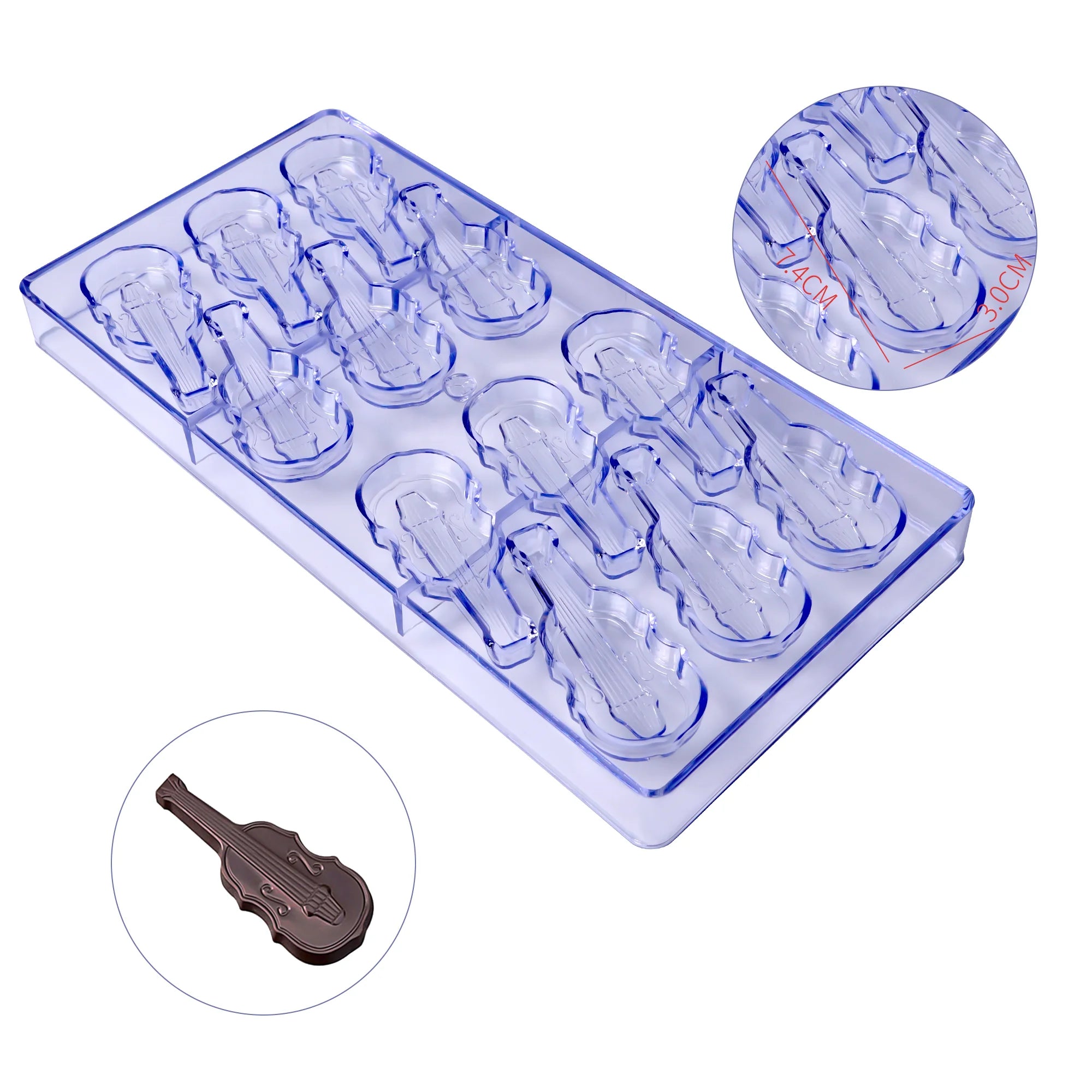 3D Plastic Chocolate Mold Violin Shape Polycarbonate Mold Molde De Policarbonato Para Chocolate Baking Tools