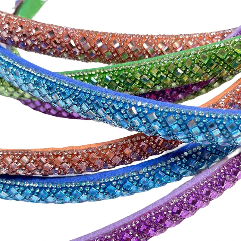 Hot-Fix Eco-Friendly Glass Rhinestone 12 Facets Cord Crystal Trimming Rope for Shoes Bags Nails Sandals Encasing