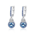 Dainty Fine Jewelry 925 Sterling Silver Blue Sapphire Fashion Elegant Gemstone Drop Earrings for Women