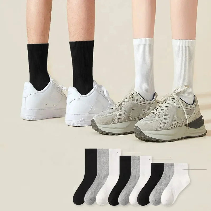 Wholesale 100% Cotton Crew Socks Plain White Black Short Ankle Sport Socks Women Men Custom Logo High Quality Casual Autumn