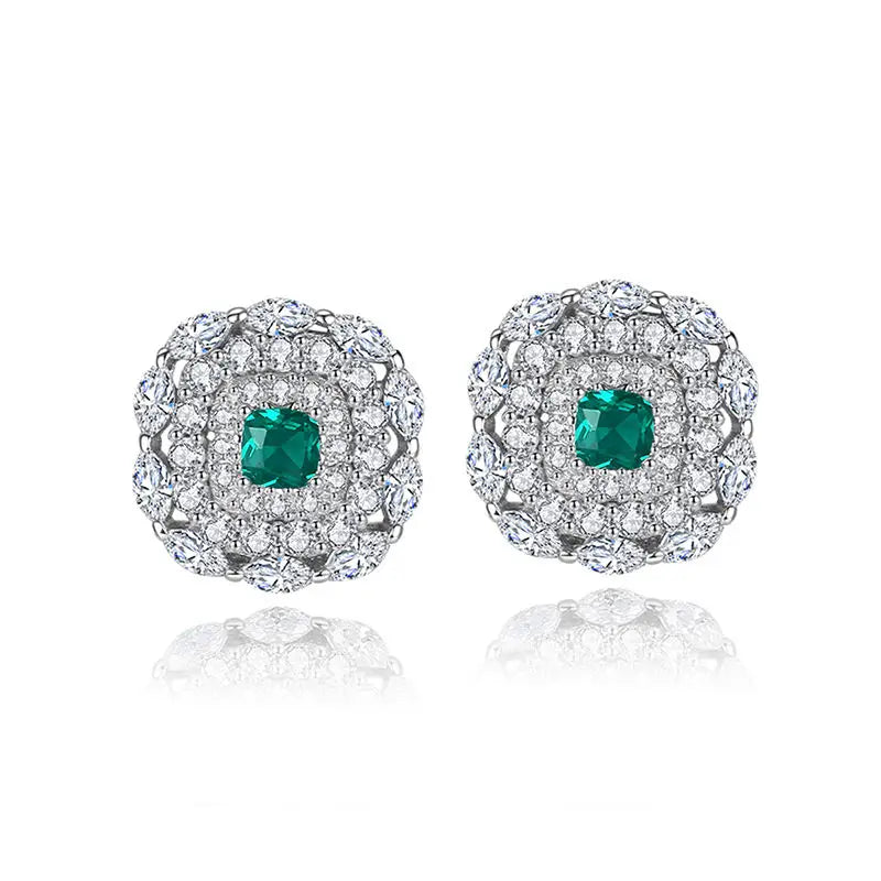 CZCITY Wholesale Designer Inspired Silver Earrings 925 Sterling with 3a Cubic Zircon Square Design Fashion Jewelry Earring
