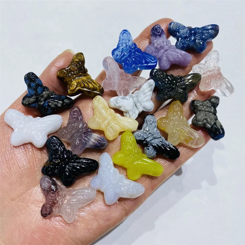 Wholesale Natural Stone Crystal Carving Animal Mini Crystal Butterfly Carved Gifts