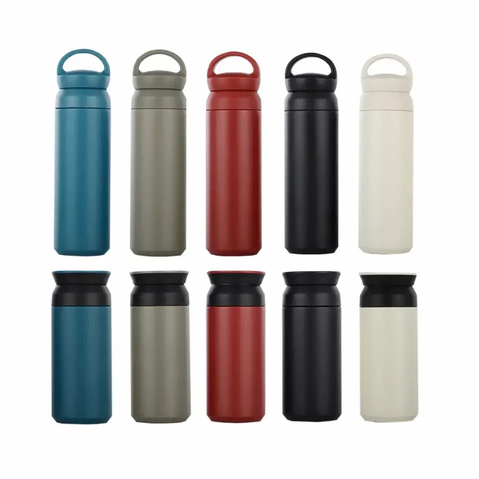 350/500ML Custom Stainless Steel Thermoses in Travel Flasks Double Wall Vacuum Drink Thermos Classic Tour Water Bottles Flat Lid