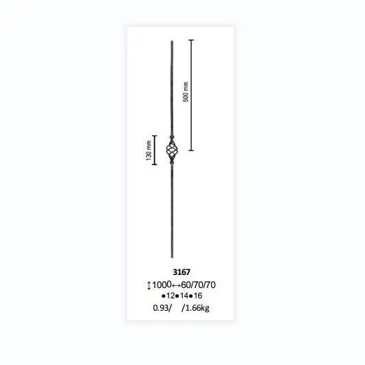 Ornamental Components Iron Basket Stair Balusters for Staircase Railing Handrail Balustrade Balcony Gate Fence Parts