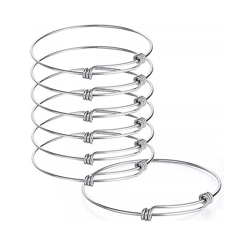Wholesale Adjustable Expandable Wire Blank Stainless Steel Bangle Bracelet for Jewelry Making 2.6 Inches MegaBDM