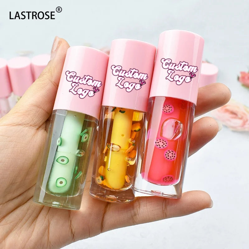 Vegan Natural Fruit Flavor Glossy Lip Gloss Private Label Moisturizing Strawberry Honey Lip Balm Clear Pink Lip Plumping Oil