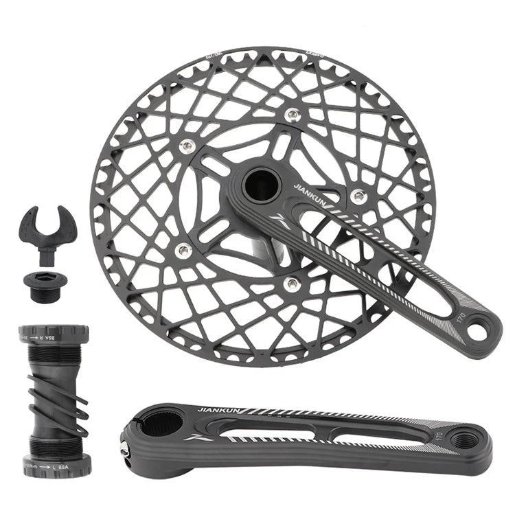 JIANKUN Ultra Light Aluminum Alloy Folding Bicycle Crankset BCD130mm Hollow Chain Ring with 52/53/56/58T Bike Chainwheel