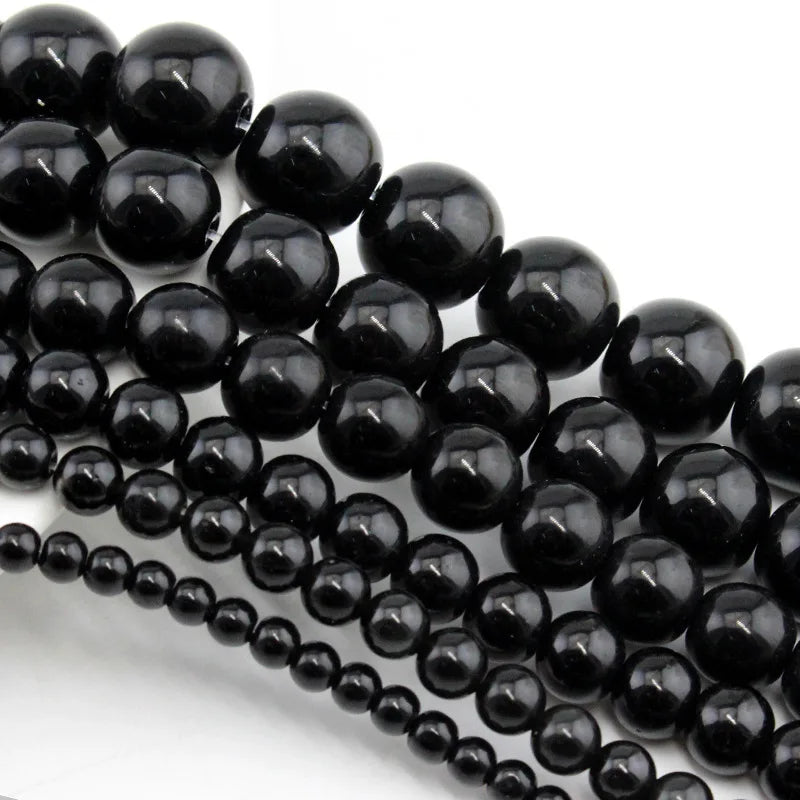Factory Direct Sales Solid Color  Loose Beads Black Obsidian Glass Beads for Jewelry Making