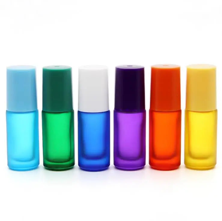 In Stock 5ml Matte rainbow Colors Roll on Glass Bottle for Perfume/essential Oil