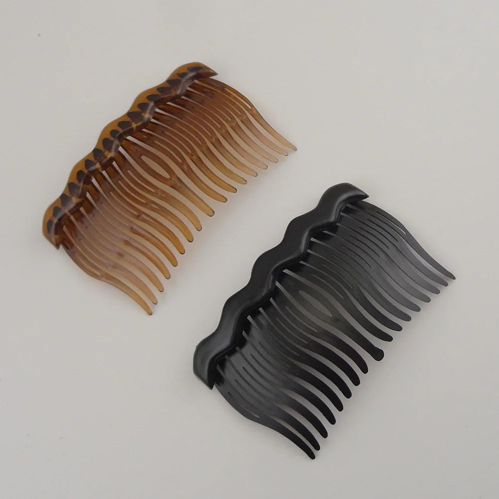 5.4cm*8.5cm 3.35 Inch 17teeth Waved Bar Plain Plastic Hair Combs for DIY Bridal Crown Hair Accessories Side combs Brown Black