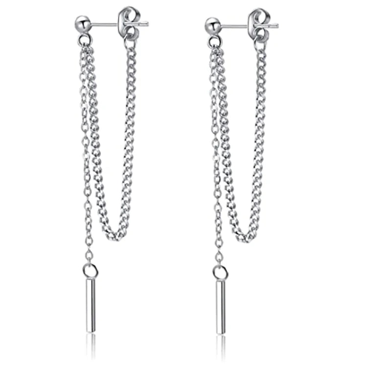 Fashion High Quality Silver Threader Earring Stainless Steel Pendant Earrings for Women