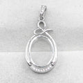 Sterling Silver 12*15mm Semi Mount Pendant Empty Frame Blank Support Setting S925 Base Holder Without Center Stone for DIY Inlay