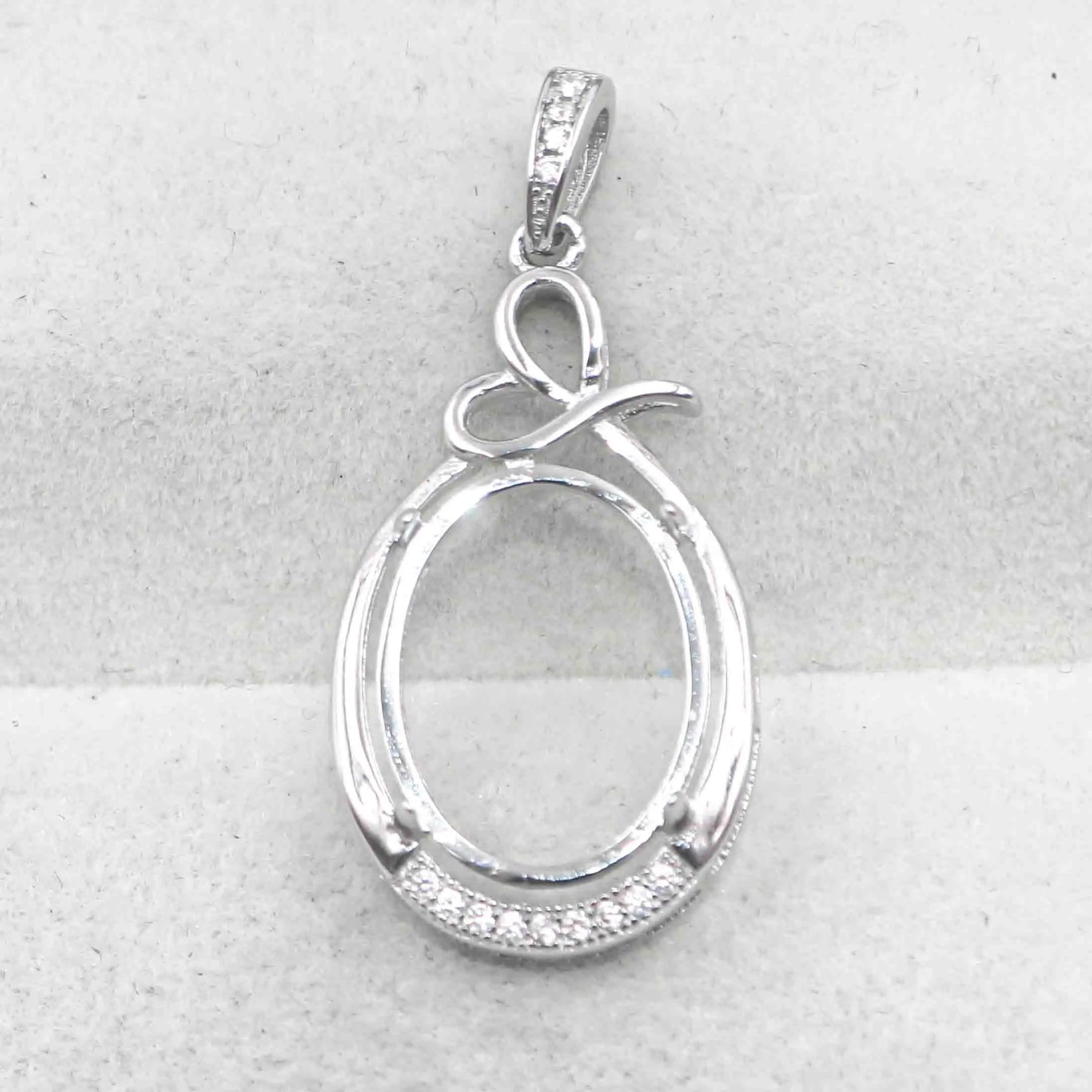 Sterling Silver 12*15mm Semi Mount Pendant Empty Frame Blank Support Setting S925 Base Holder Without Center Stone for DIY Inlay