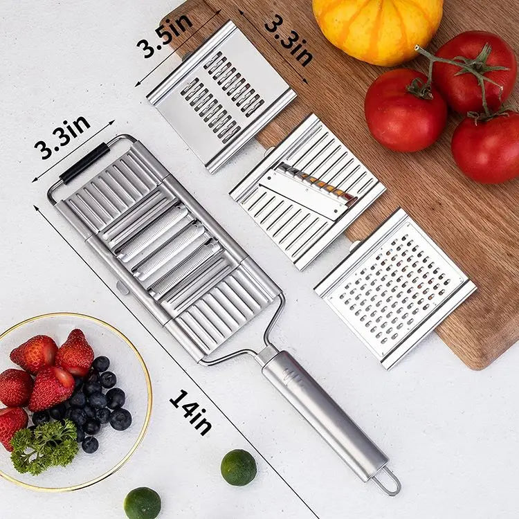 Adjustable Stainless Steel Vegetable Slicer Cheese Grater Comfortable Handle Eco-Friendly Manual Kitchen Tools Fruit Vegetables