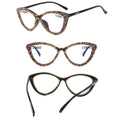 DL Women's PC Handmade Rhinestone Anti Blue Light Blocking Lightweight Cat Eye Shaped Eyeglasses Frame for Computer and Reading