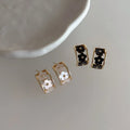 S925 Silver Needle Simple Gold Plated Small Sweet C-Shaped Hollow Acrylic Flower Hoop Stud Earrings for Women Girls