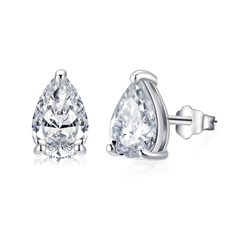 New Arrivals Fashion Jewelry Pear Cut Moissanite Diamond 925 Sterling Silver Stud Earring for Women Girls