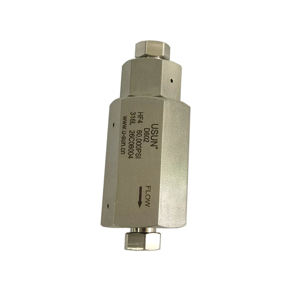 USUN Brand Model: D602  60K PSI 1/4'' Thread ultra High Pressure Stainless Steel Spring Soft Seat Check Valve for Water Oil Gas