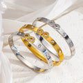 Wholesale Luxury 18K Gold-Plated Stainless Steel Infinite Symbol Inlaid Diamond Bracelet Women's Charm Fashion Bangle Jewelry