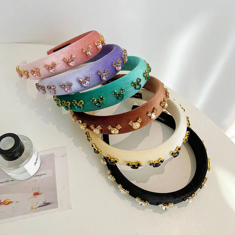 Korean Version Rhinestone Velvet Headband for Women Cute New Fashion Temperament Velvet Headband