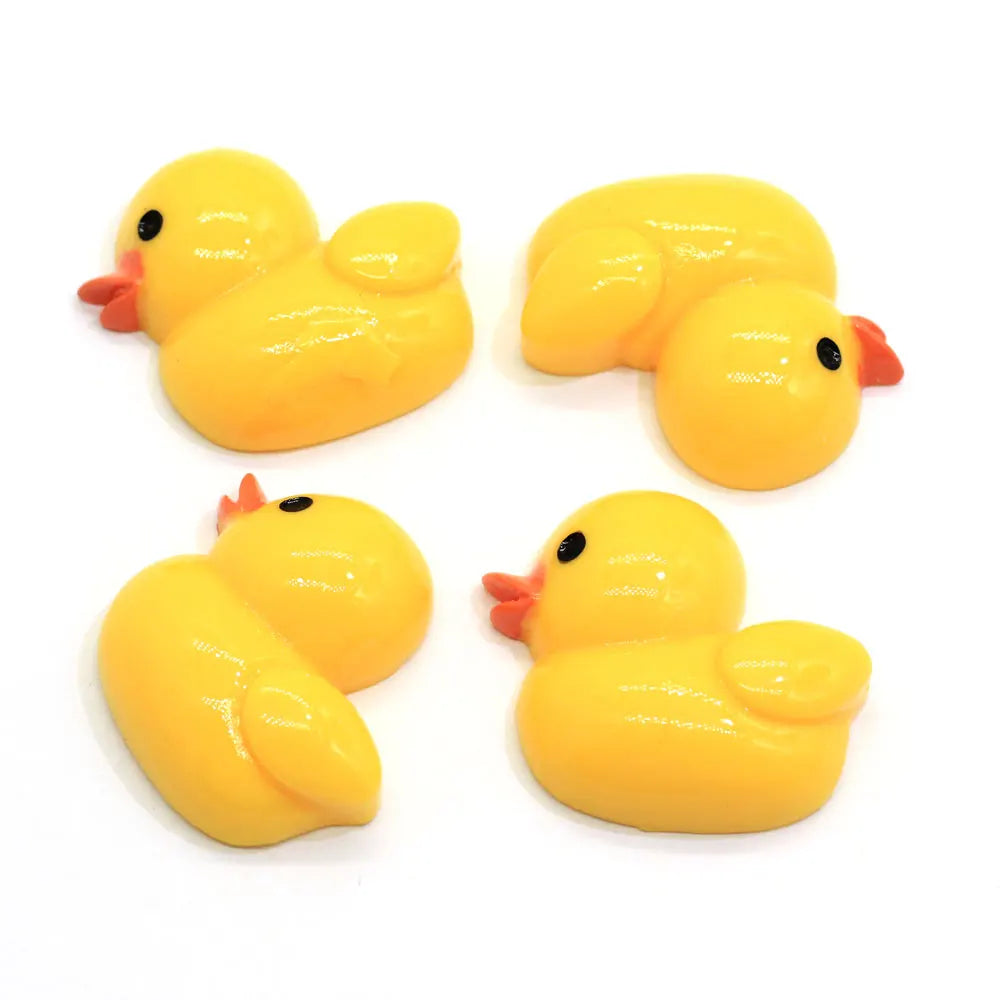 Resin Mini Yellow Duck Flatbacks Cabochons Gluable Pendants Charm Cell Phone Decor DIY